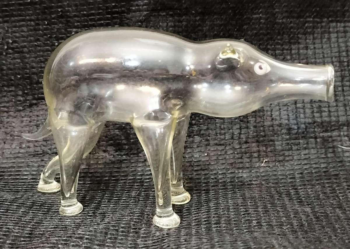 Extremely Rare and Delicate Bolls Hand Blown Elephant Brandy Holder/Decanter