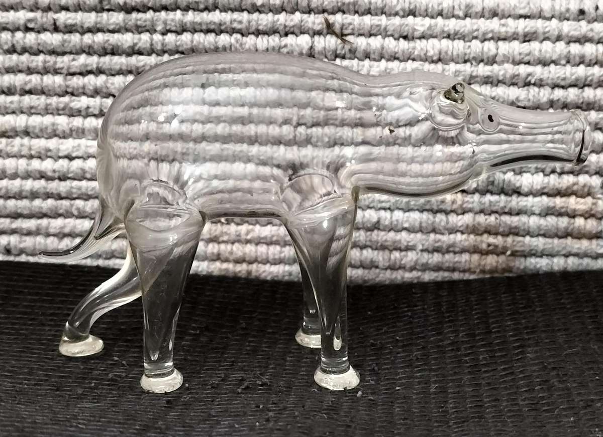 Extremely Rare and Delicate Bolls Hand Blown Elephant Brandy Holder/Decanter