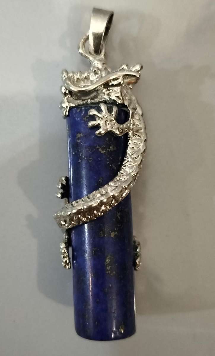 Magnificent Dragon Semi-Precious Stone Encased Pendant. (Nr8)