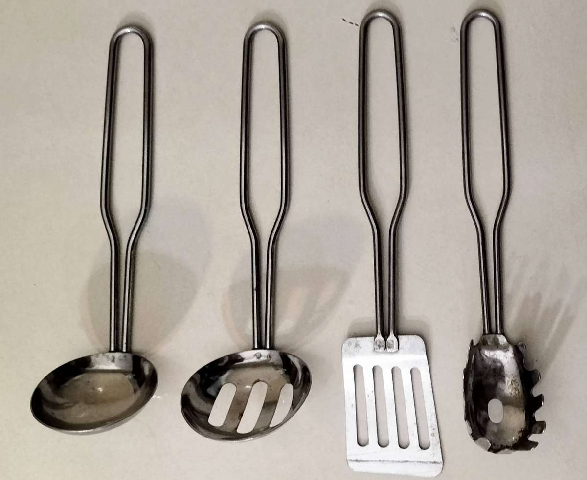 Set of 4 Metal Kitchen Utensil Decorations/Toy.