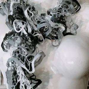 Tivoli Ruffle Scarf Grey/Black - 1.7m
