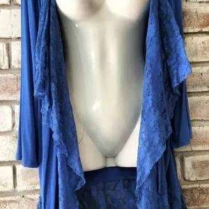 Bozz Lace Open Cardigan/Jacket. Blue. Size XXL.