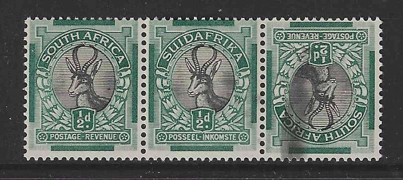 1930's Union Roto TETE-BECHE strip with rare cylinder flaw - MNH