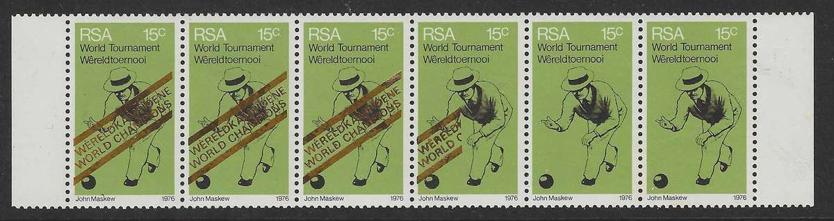 RSA 1976 - "GOLD OVERPRINT OMITTED`. ONLY 10 strips EXISTED. MNH. See below..