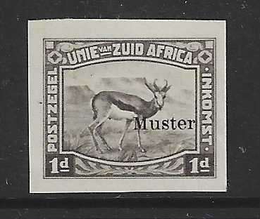 Union: 1923 scarce grey-brown Imperf `MUSTER` (Specimen) Harrison Essay. Unused as issued.
