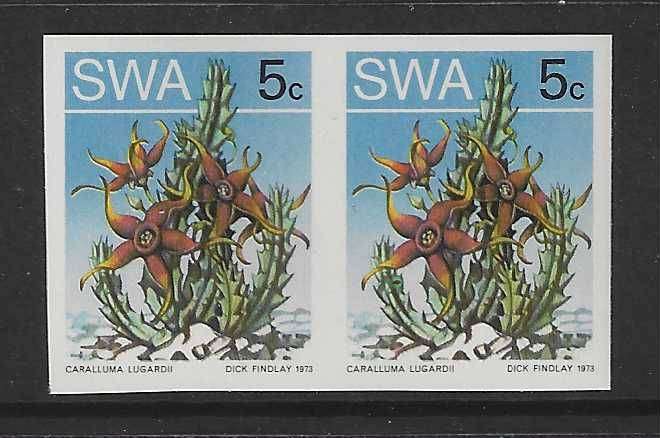 SWA 1973 Succulents IMPERF PROOF 5c pair. Superb MNH.