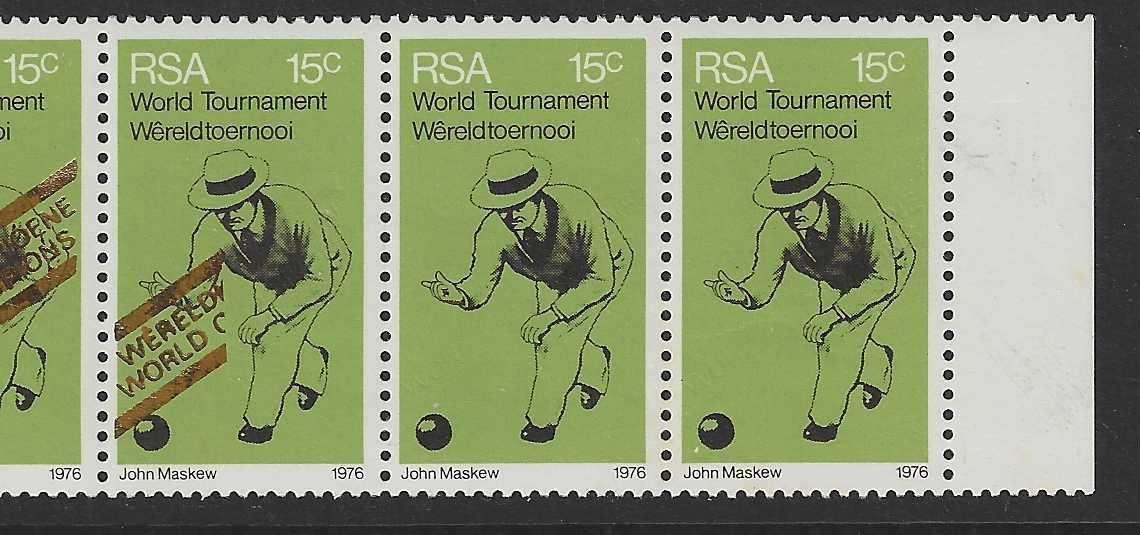 RSA 1976 - "GOLD OVERPRINT OMITTED`. ONLY 10 strips EXISTED. MNH. See below..