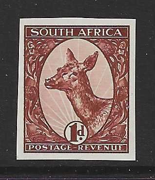 Union: 1929 Imperforate Booysen essay in brown. Superb MNH.  See below.