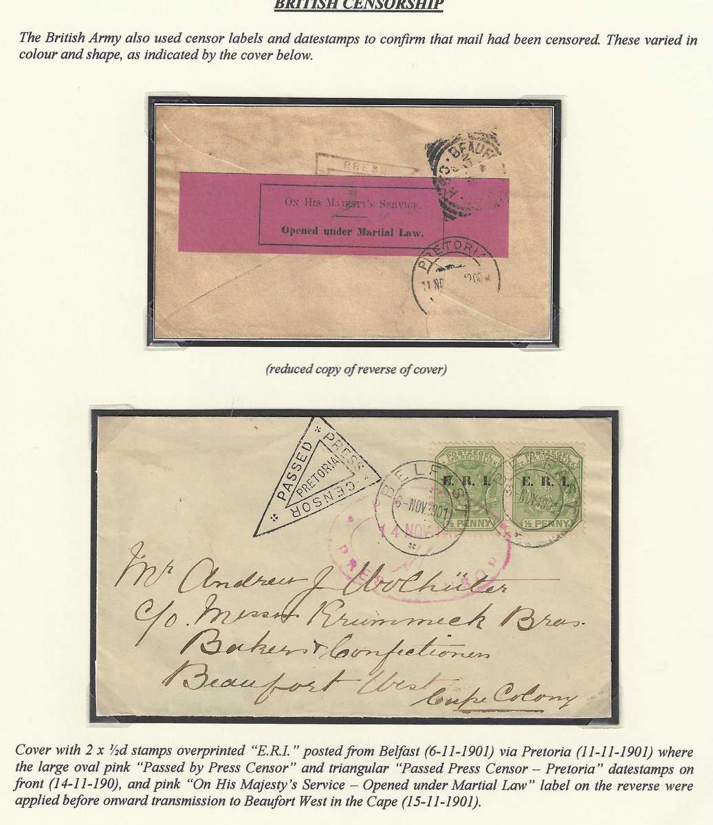 Boer War: Scarce 1901 Belfast/Beaufort West censored cover.  See below.