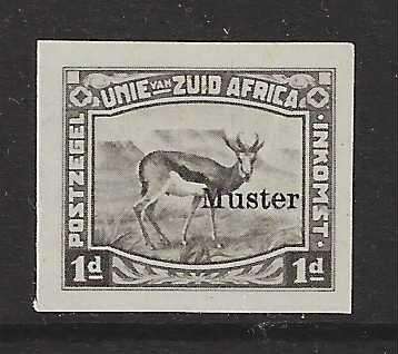 Union: 1923 scarce grey-brown Imperf `MUSTER` (Specimen) Harrison Essay. Unused as issued.