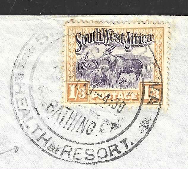 SWA 1939 Scarce WW II Censored SWAKOPMUND/CHICAGO with large ornate "Health Resort" cds. See below.