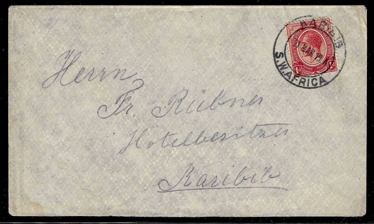 1919 Scarce SWA "KARIBIB" forerunner with Union Kings head.