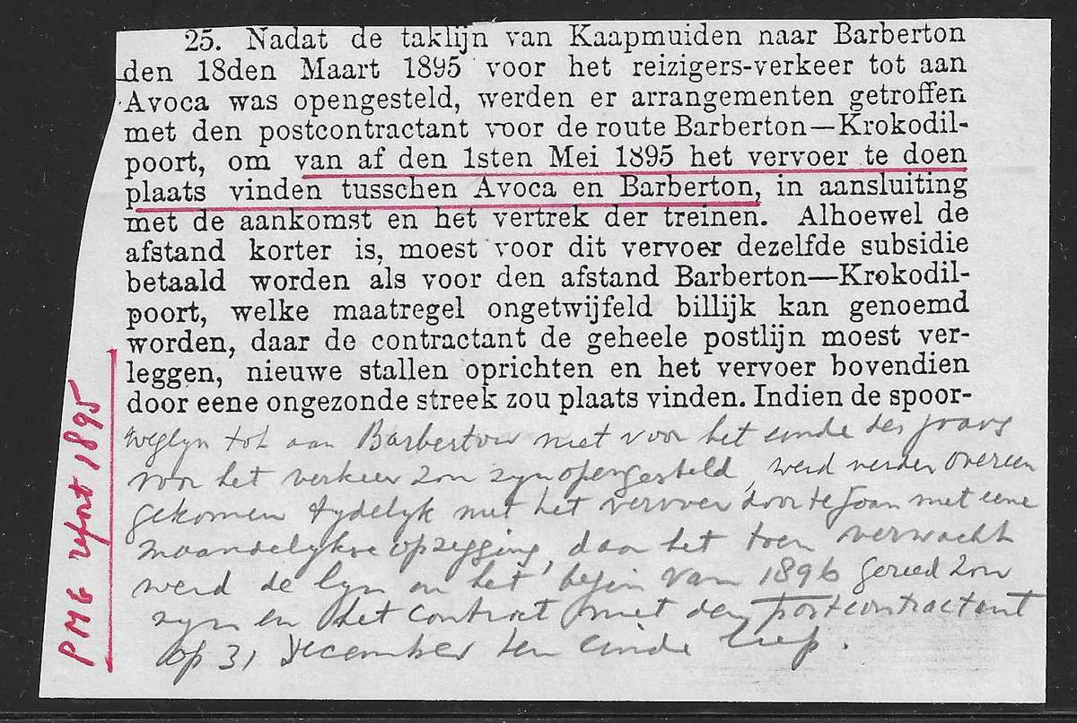 Transvaal 1897 "AVOCA" (Eureka Station forerunner)  to Germany. Extract PMG 1895.