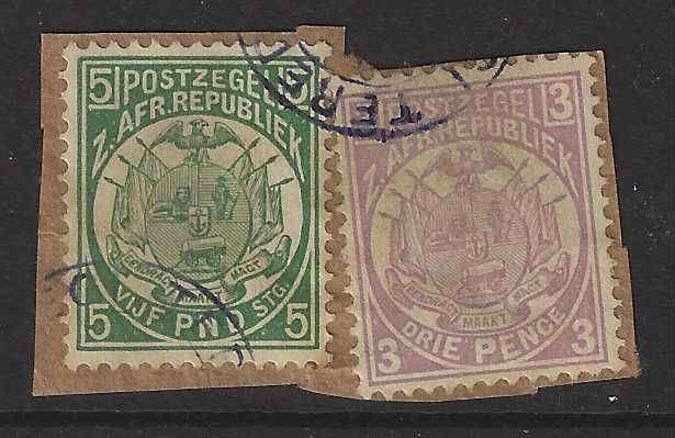 Transvaal 1892 The scarce SACC 190 fine used on piece. R 5,000.