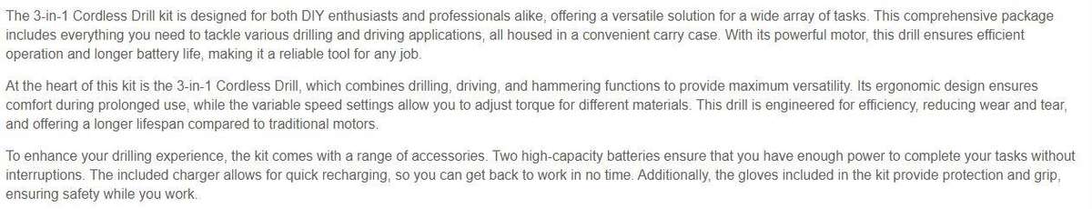 31 Piece 3-In-1 Cordless Drill With Gloves, Carry Case & 2 Batteries