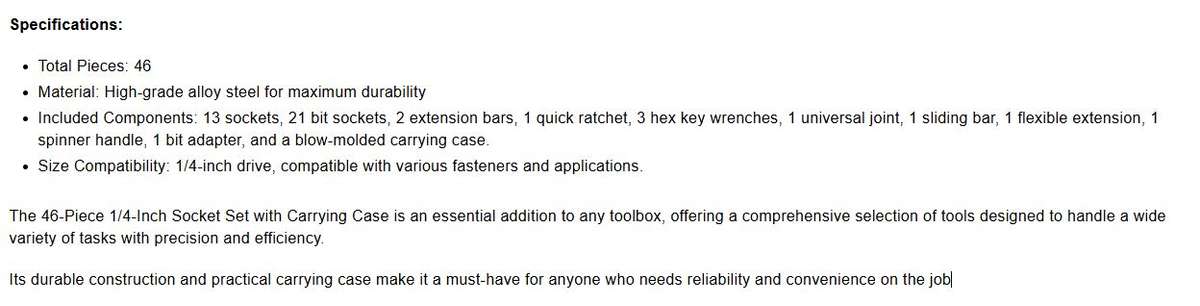 Tools Set 46pcs 1/4-Inch Socket Set Car Vehicle Repair Set