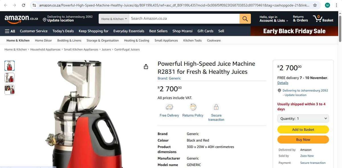 RAF 150W Slow Juicer  - Cold Press Technology, High Yield, Nutrient-Rich Juice Extractor