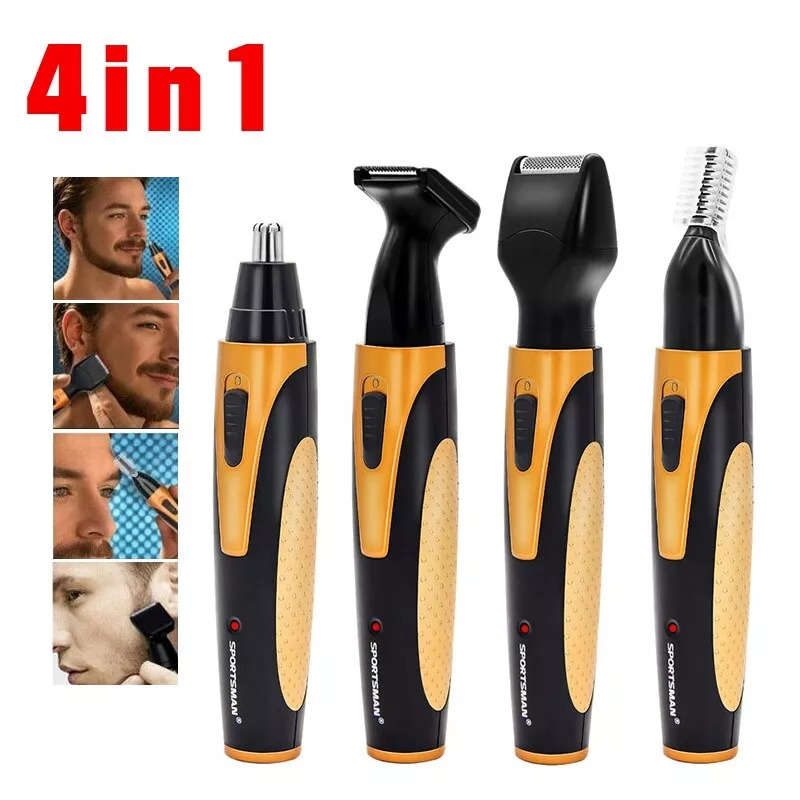 SPORTSMAN 4 in 1 Electric Rechargeable Ear Nose Trimmer & Beard Face Shaver Eyebrows Hair Trimmer