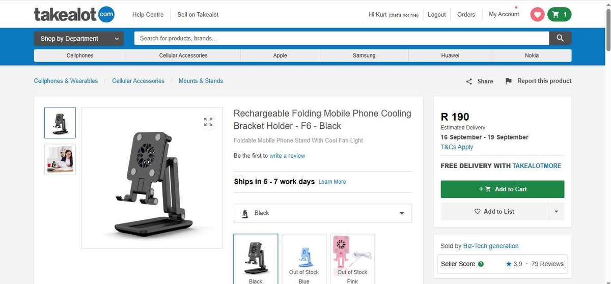 Folding Mobile Phone Cooling Bracket Holder with 2 x Hand lights - Multiple Colors