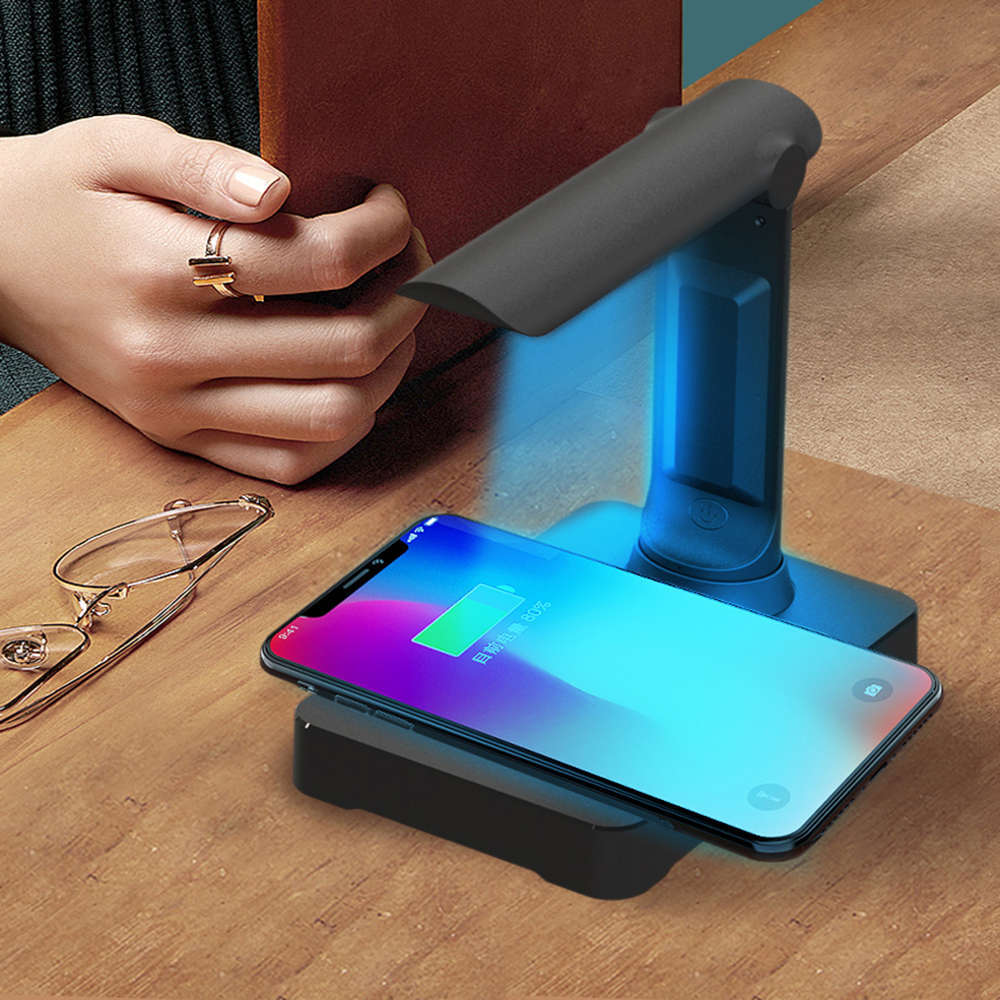 Portable UV Germicidal  Disinfection Lamp with Wireless Charging for Qi Smartphone