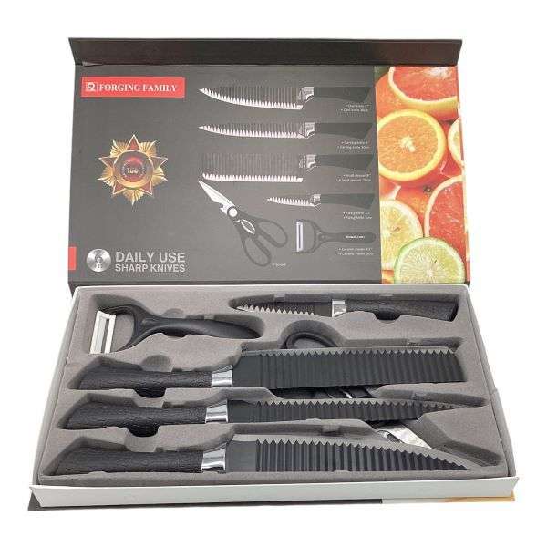 6 Piece Daily Use Sharp Knife Set - Black