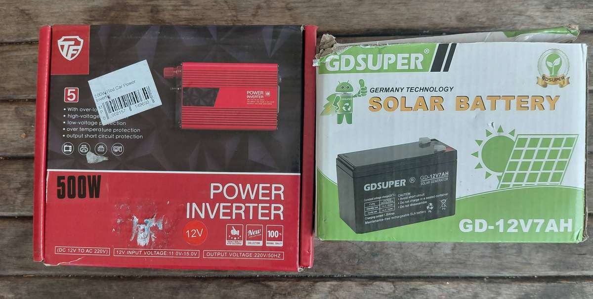 COMBO DEAL: 500W 12V Power Inverter + 12V 7AH Solar Battery-Acid