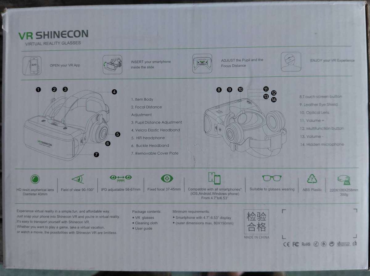 VR Shinecon 3D VR Glasses With Headphones