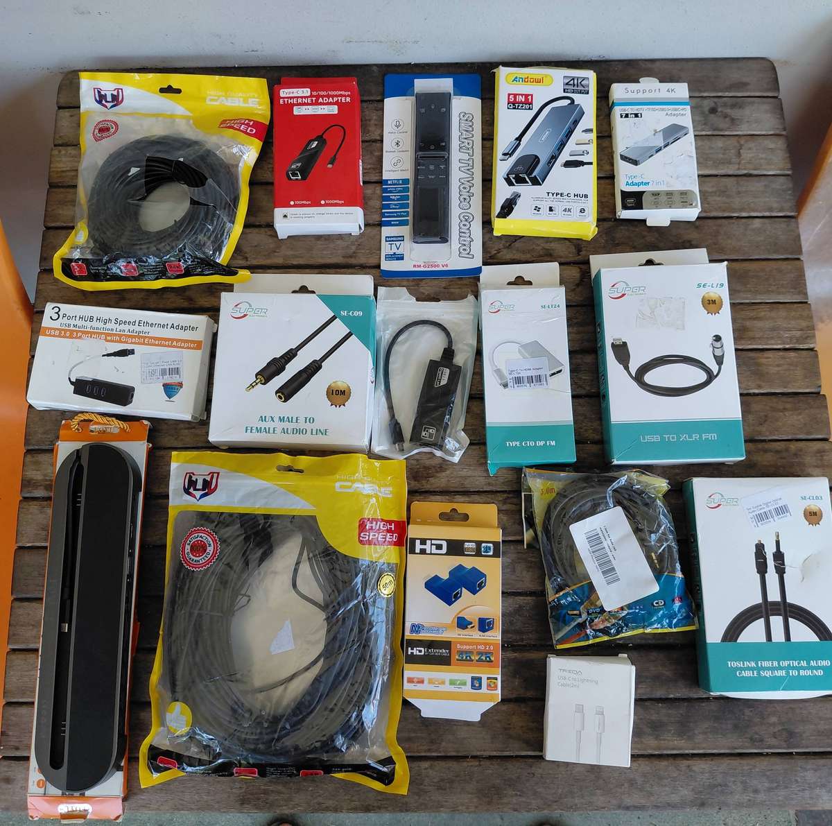 MASSIVE LOT OF CABLES, ADAPTERS, HUBS AND MORE