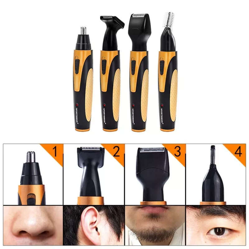 SPORTSMAN 4 in 1 Electric Rechargeable Ear Nose Trimmer & Beard Face Shaver Eyebrows Hair Trimmer