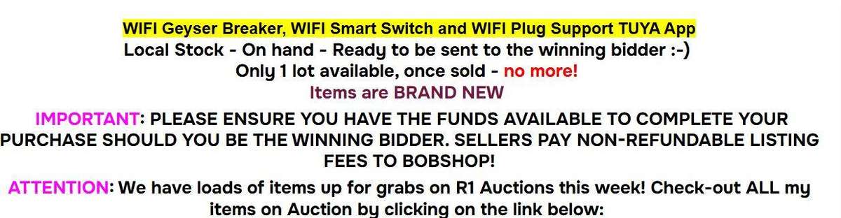 WIFI Geyser Breaker, WIFI Smart Switch and WIFI Plug Support TUYA App