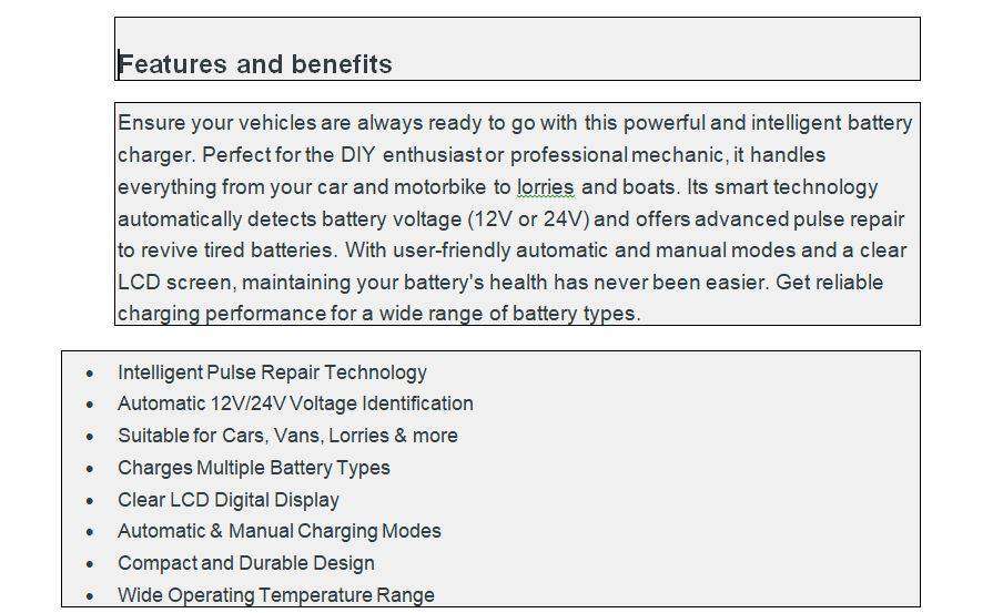 Intelligent 12V/24V Car Van Lorry Battery Charger with Pulse Repair & LCD