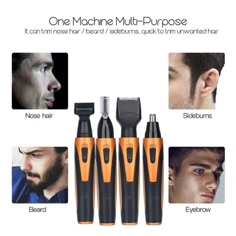 SPORTSMAN 4 in 1 Electric Rechargeable Ear Nose Trimmer & Beard Face Shaver Eyebrows Hair Trimmer