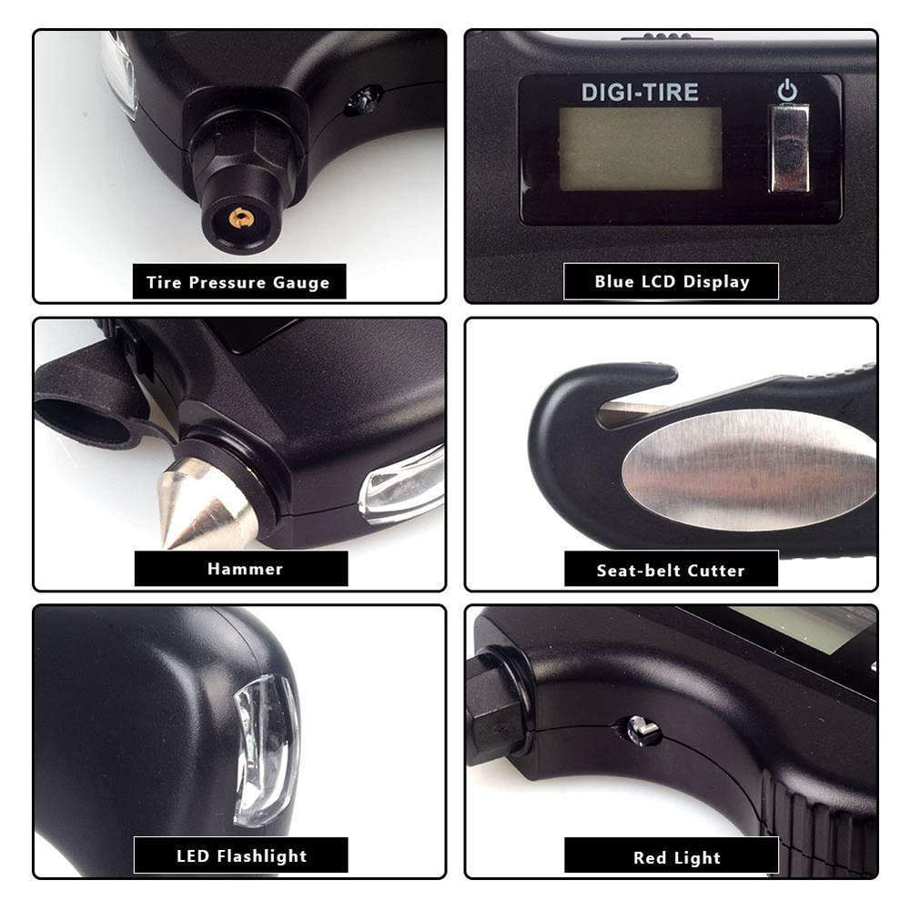 5 in 1 Digital Tire Pressure Gauge With Lots of Extras