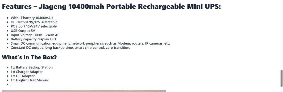 Jiageng 10400mah Portable Rechargeable Mini UPS