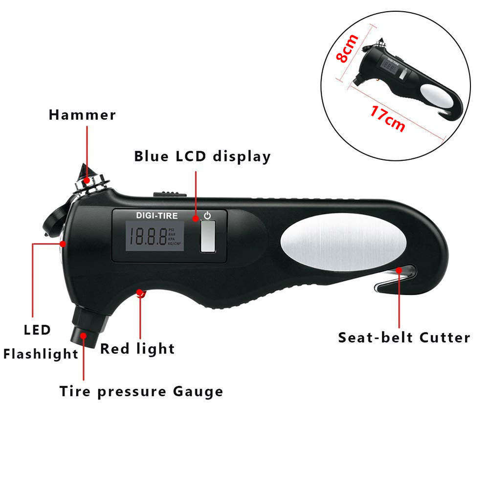 5 in 1 Digital Tire Pressure Gauge With Lots of Extras