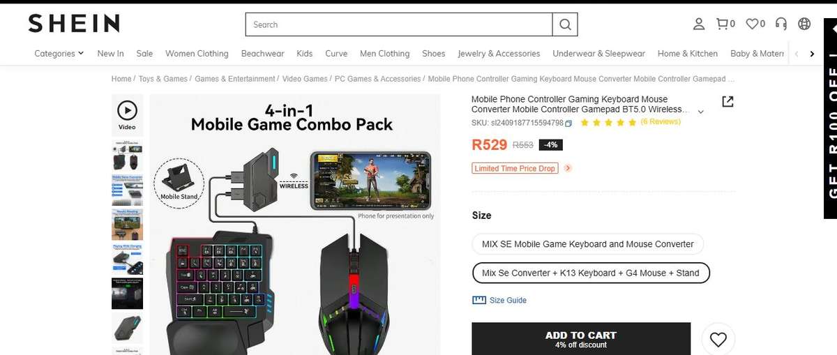 WORTH R890 * Gaming Keyboard & Mouse with Converter For Smart Phone
