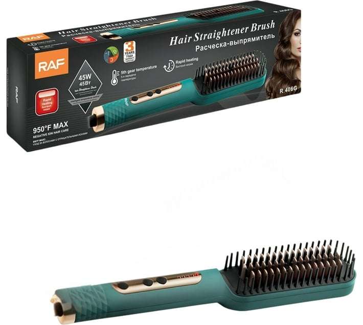 RAF Portable Electric Fast Wet Dry Hair Straightener Iron Comb Brush
