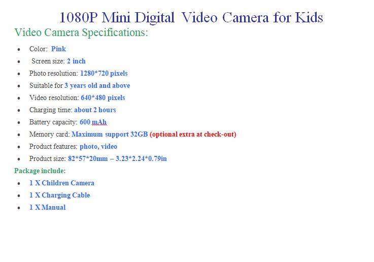 Mini Digital Video Camera for Kids