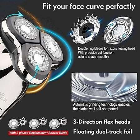 Daling Men's Electric Shaver, Beard and Moustache Trimmer, Washable, USB Charging