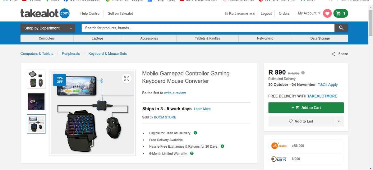 WORTH R890 * Gaming Keyboard & Mouse with Converter For Smart Phone