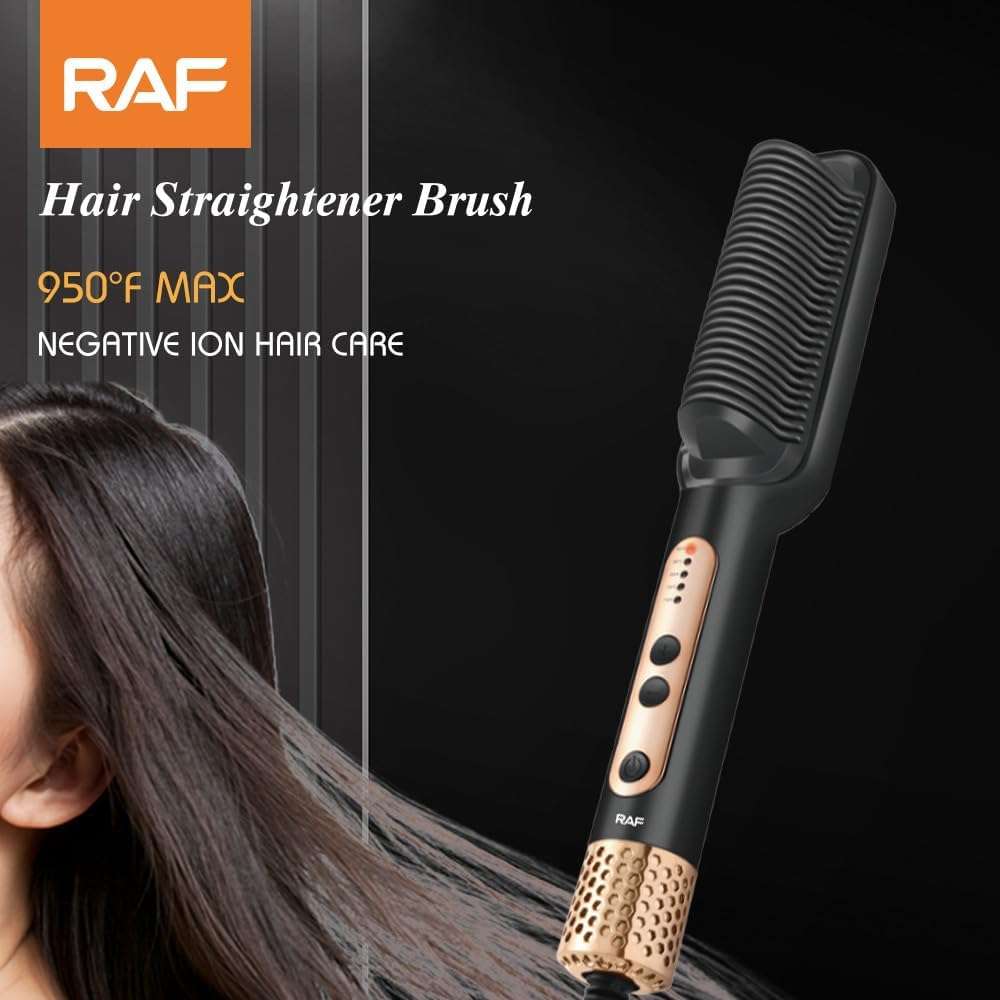 RAF Portable Electric Fast Wet Dry Hair Straightener Iron Comb Brush