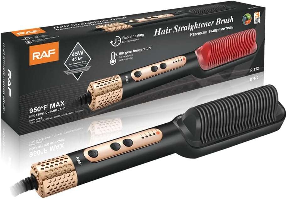 RAF Portable Electric Fast Wet Dry Hair Straightener Iron Comb Brush