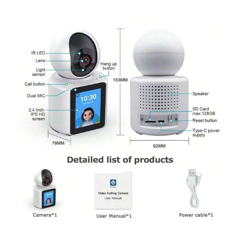 2 Way Wireless Smart Video Call Camera With 2.8" Screen