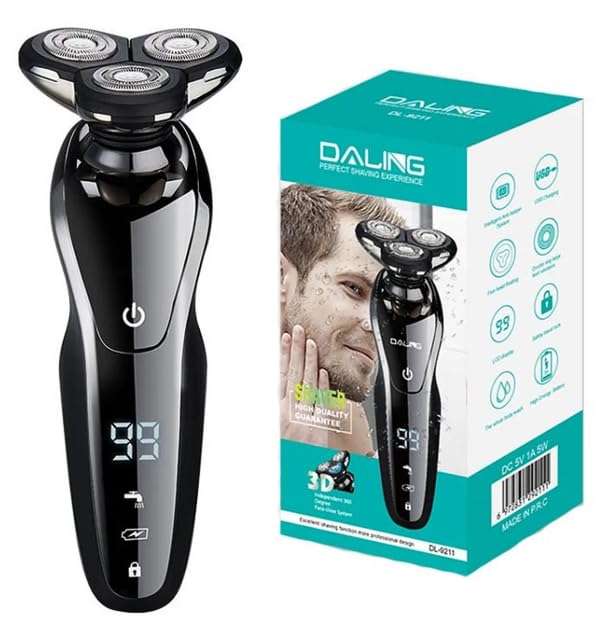 Daling Men's Electric Shaver, Beard and Moustache Trimmer, Washable, USB Charging