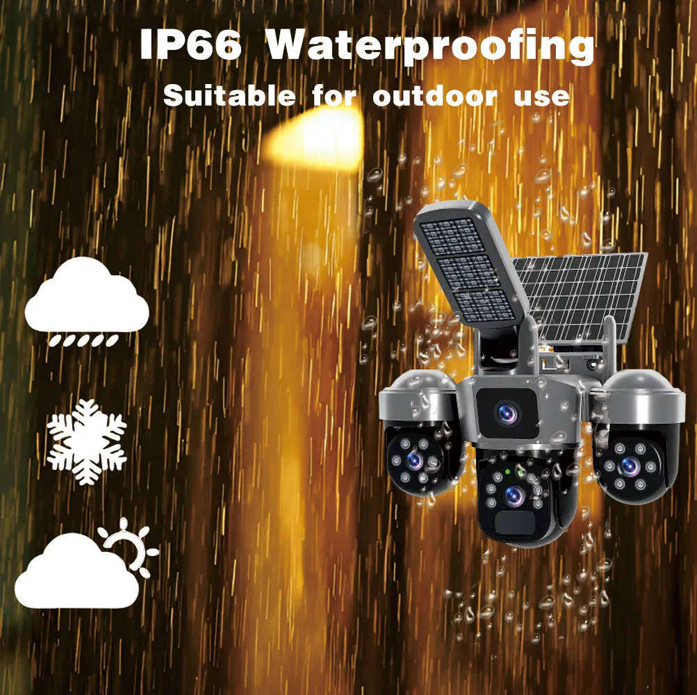 V380 PRO Smart Solar 3 Lens 4G Outdoor Street Light Camera