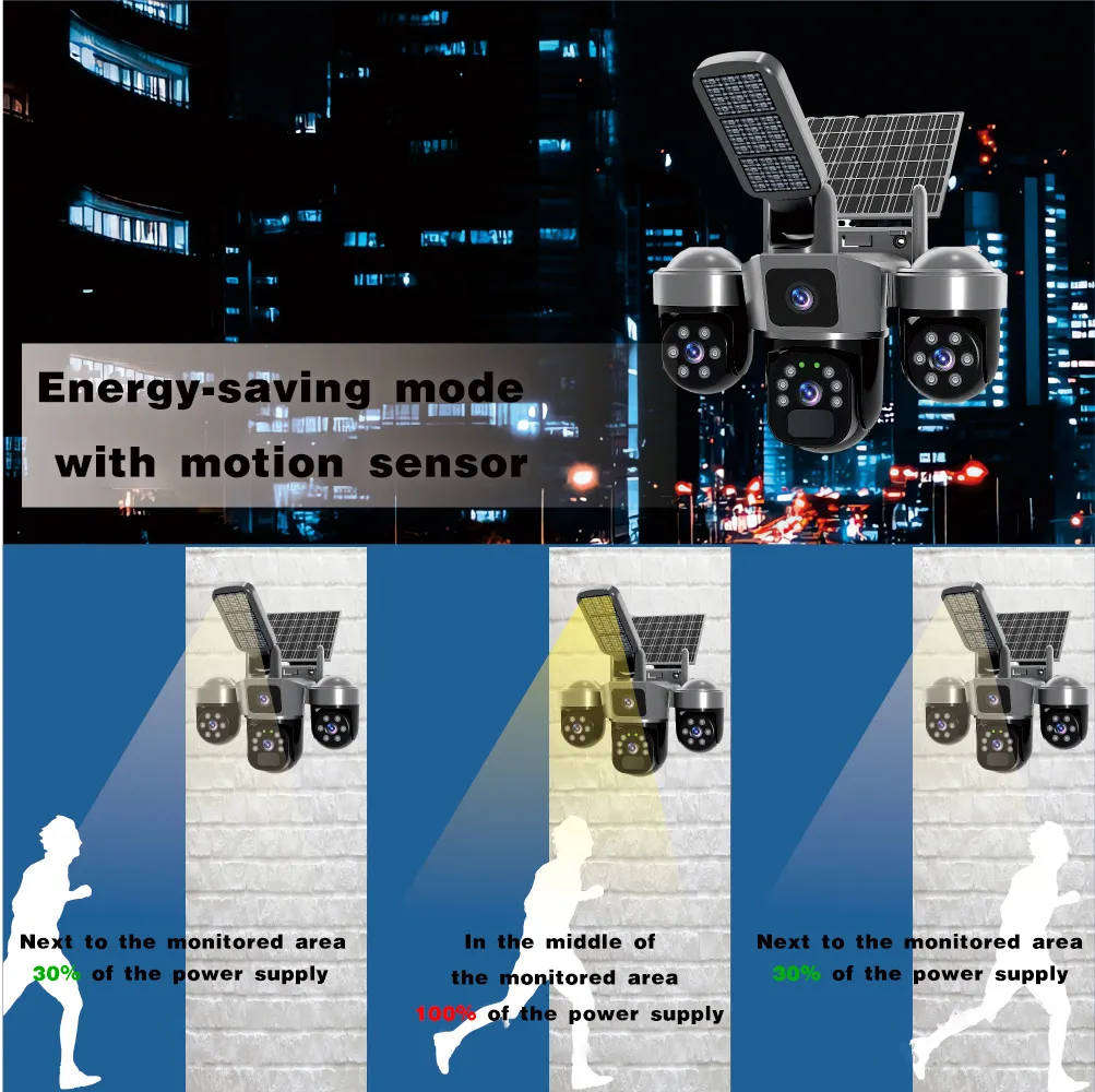V380 PRO Smart Solar 3 Lens 4G Outdoor Street Light Camera