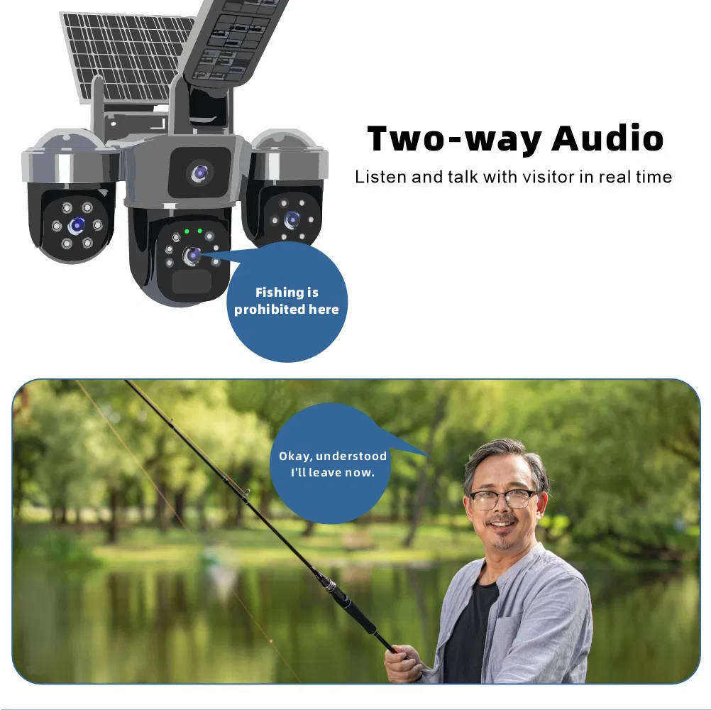 V380 PRO Smart Solar 3 Lens 4G Outdoor Street Light Camera