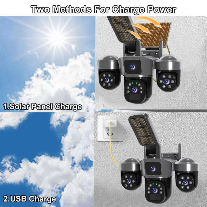 V380 PRO Smart Solar 3 Lens 4G Outdoor Street Light Camera