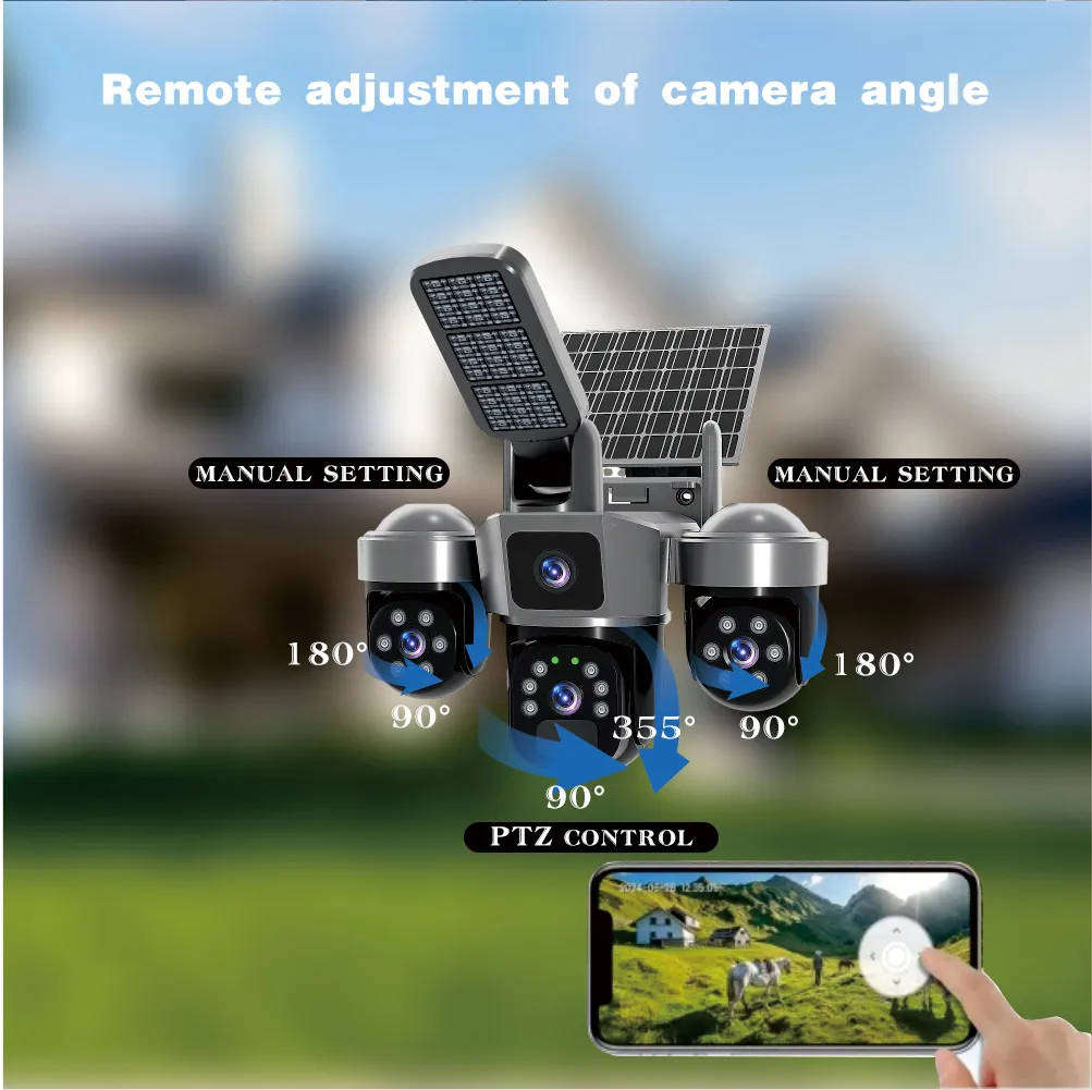 V380 PRO Smart Solar 3 Lens 4G Outdoor Street Light Camera