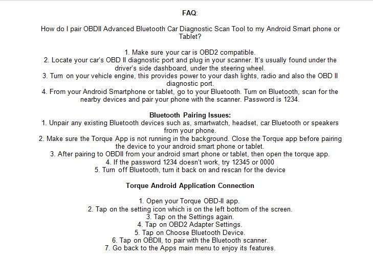 Bluetooth Advanced V1.5 OBD2 Diagnostic Scanner